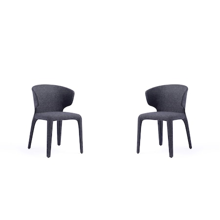 Manhattan Comfort Conrad Woven Tweed Dining Chair in Black - Set of 2 DC031-WBK